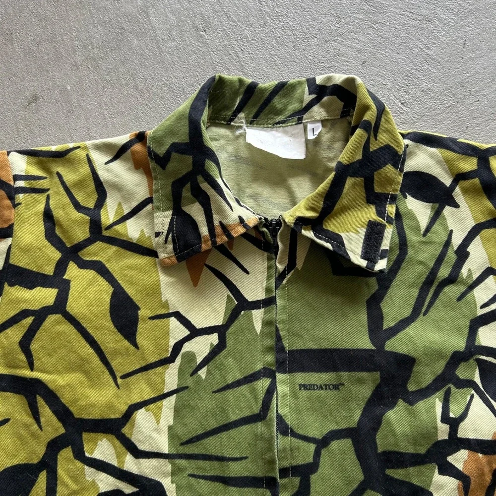 Vintage 90s Predator Camo Jacket Pants Set Size Large Medium Green Hunting Suit